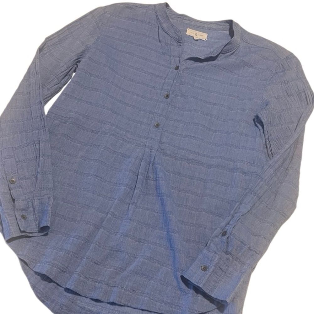 Lou & Grey Blue Chambray Long Sleeves Half Button Up Tops Size XS